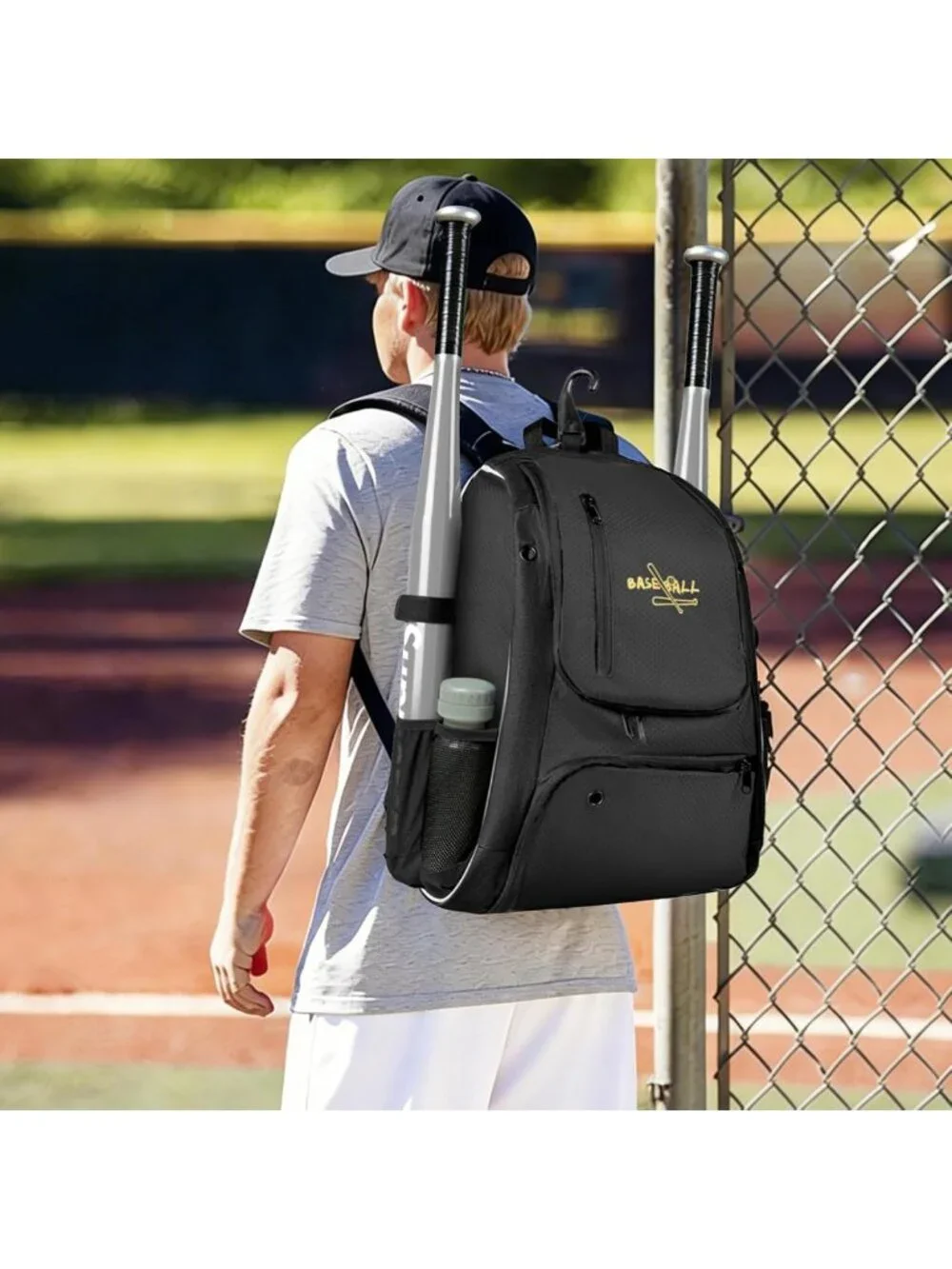 Lightweight Youth Baseball & Softball Bag with Shoe Compartment & Fence Hook
